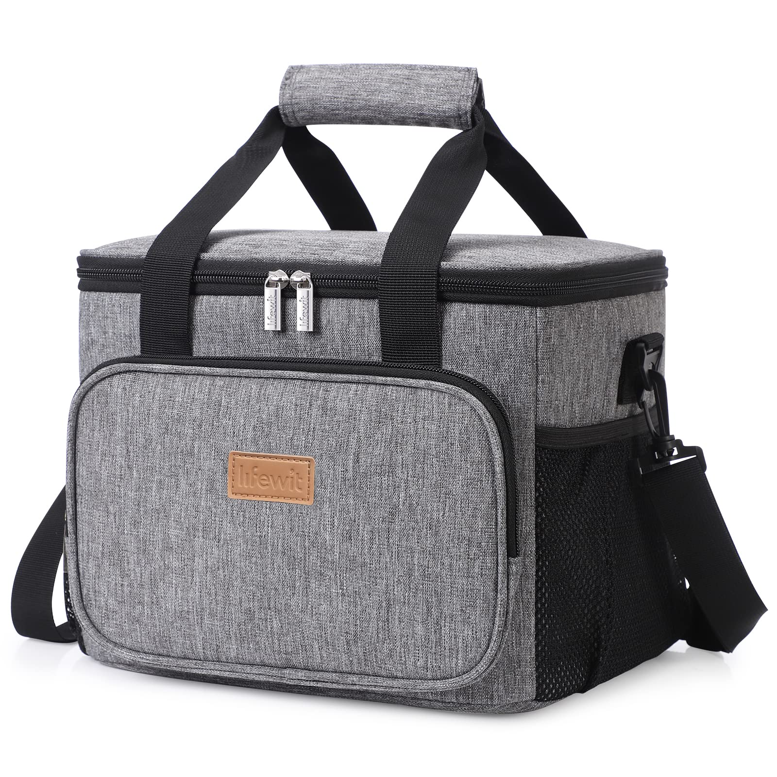 Lifewit Medium Lunch Bag Insulated Lunch Box Soft Cooler Cooling Tote for Adult Men Women, Black 12-Can (9L)