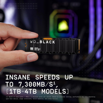 WD_BLACK 2TB SN850X NVMe SSD Internal Solid State Drive with Heatsink - Works with Playstation 5, Gen4 PCIe, M.2 2280, Up to 7,300 MB/s - WDS200T2XHE