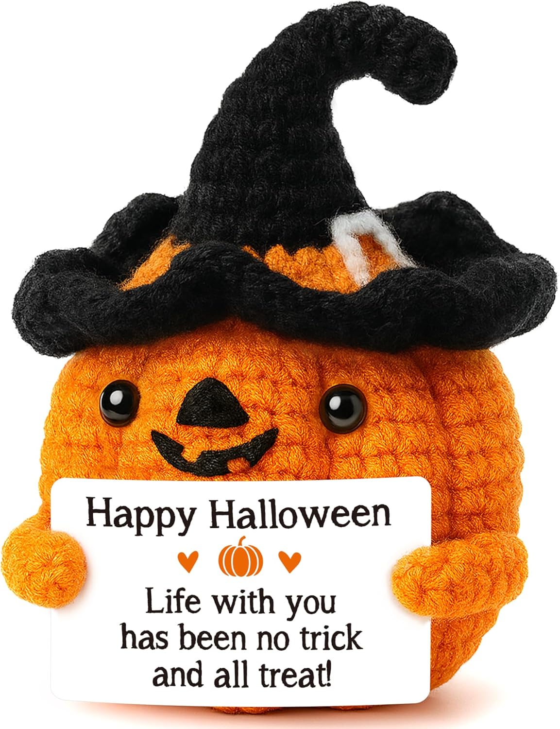 BdayPtion Mini Pumpkin Halloween Boo Basket Stuffers Gifts for Kid Women Men Spooky Halloween Decorations Indoor Gifts for Teen Girl Boy, Thanksgiving Decorations, Handmade Crochet Pumpkin Decor