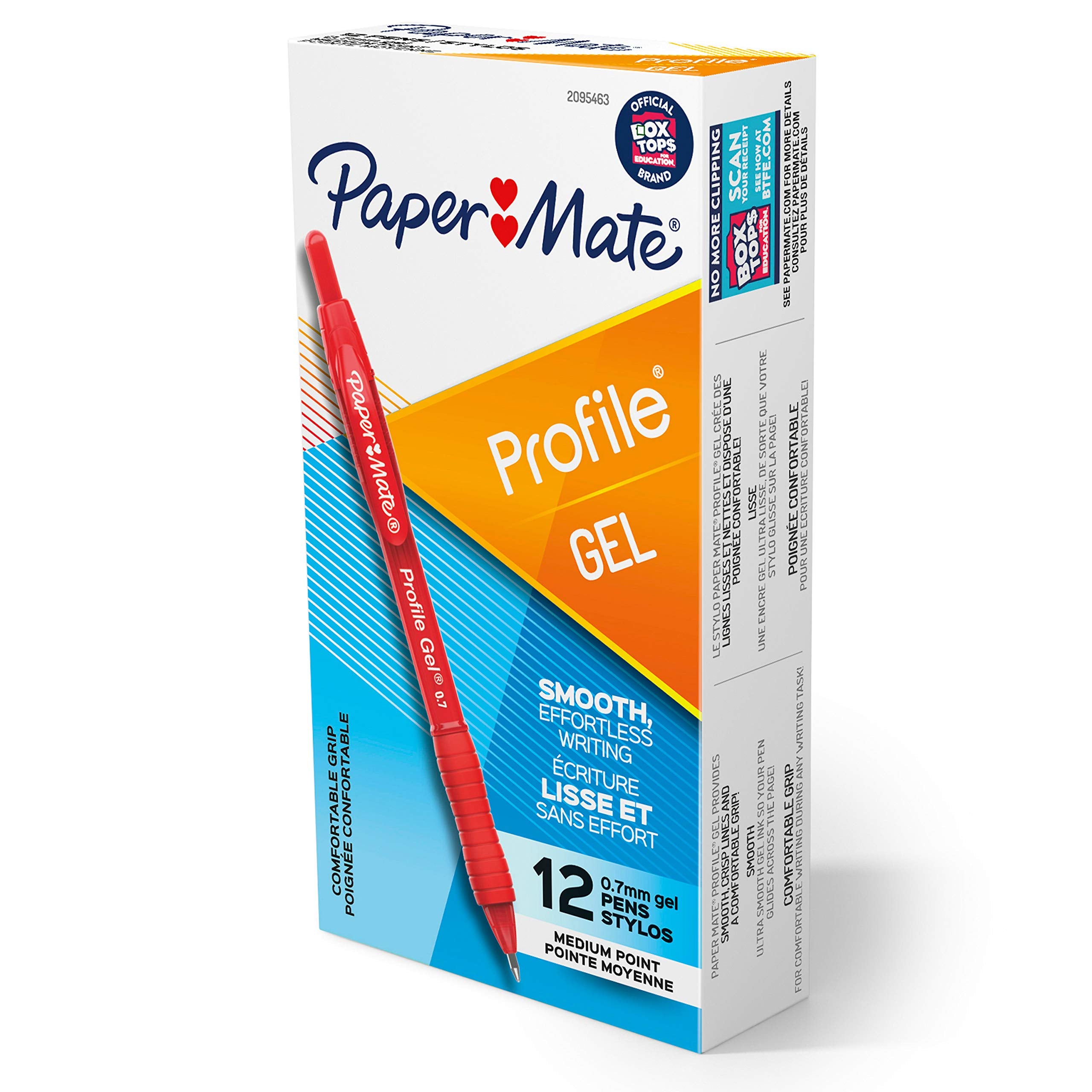 Paper Mate Gel Pen Profile Retractable Pen 0.7mm Blue 12 Count