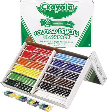 Crayola Colored Pencils Classpack (240 Ct), Bulk Classroom Supplies, Colored Pencils for School, 12 Assorted Colors, Nontoxic