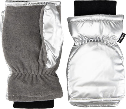 isotoner womens Water Repellent Touchscreen Iridescent Sleekheat Gloves and Flip Top Mittens