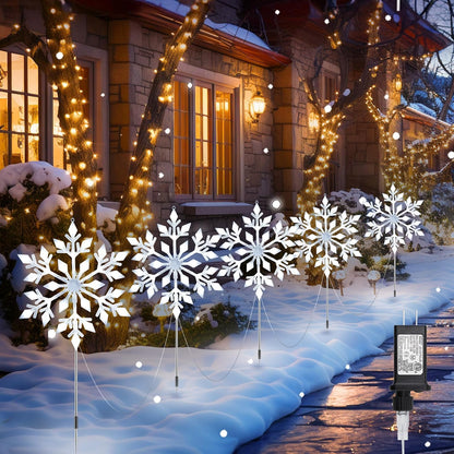 Brightown Snowflake Lights Outdoor, 10 Large Snowflake Christmas Pathway Lights, Christmas Decorations Outside Yard Sidewalk Walkway Driveway Marker Stake, White