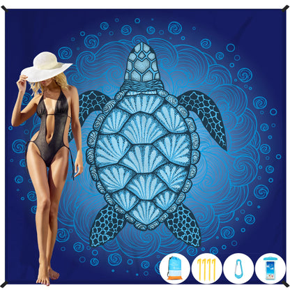 Beach Blanket Oversized Extra Large 78" X 81",Waterproof Sandproof Beach Blanket 1-7 Adults Lightweight Durable for Travel Camping Hiking Picnic