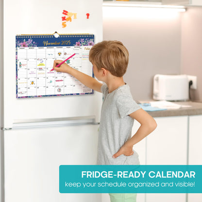 2026 Calendar, Monthly Wall Calendar from October 2025 to June 2027, 11.5" x 14.7", Spiral Binding Hanging Wall Calendar, Perfect for Home or Office,Floral