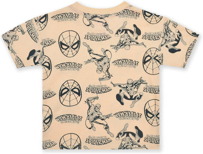 Marvel Spider-Man Boys 2 Piece French Terry Short Sleeve T-Shirt and Shorts Set for Toddler and Big Kids