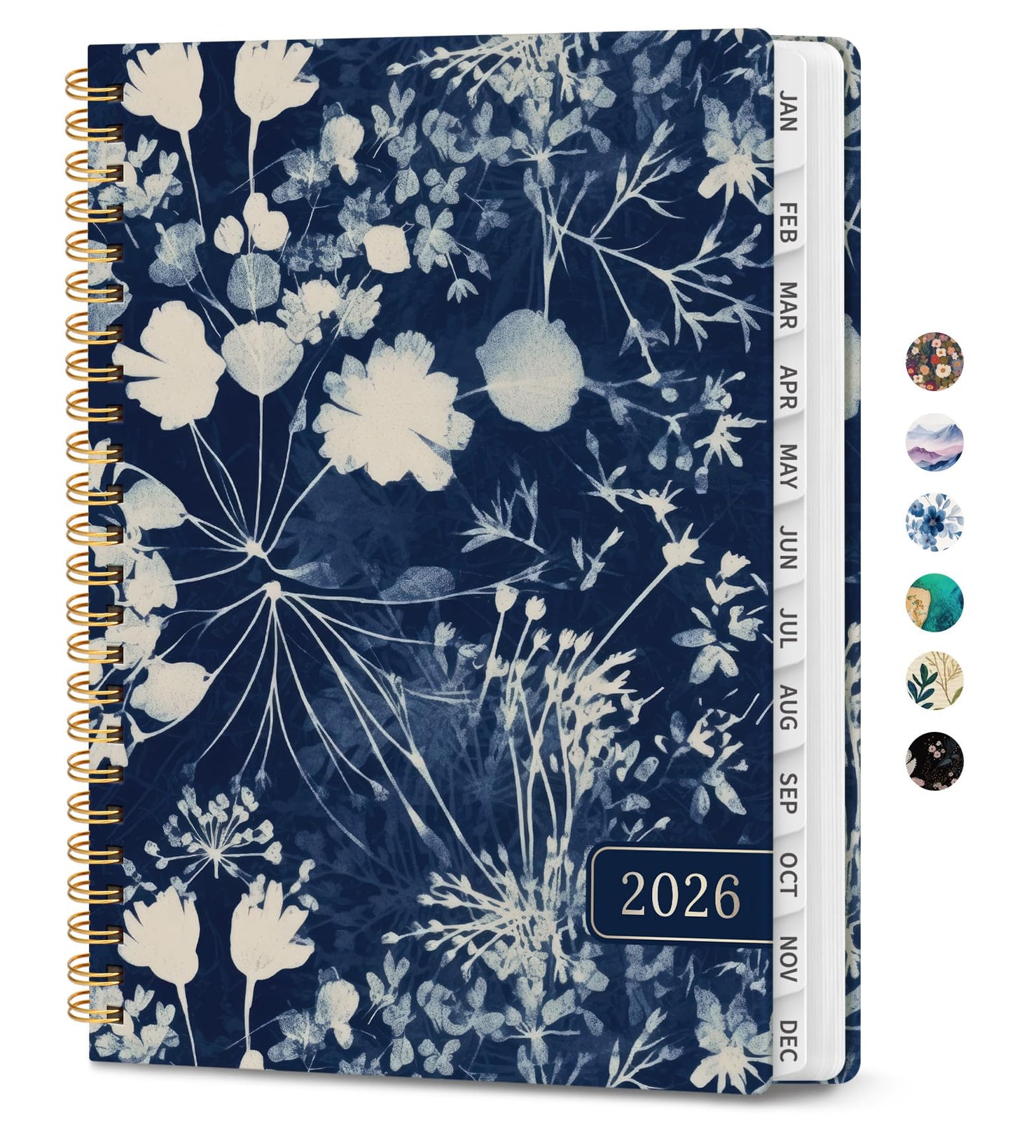 Hardcover 2026 Planner, Weekly and Monthly Calendar, Jan - Dec 2026 Planner Book with Tabs for Women, Inner Pocket, Spiral Bound, Perfect for Office/Home/School Supplies, Petals, A5, 6.3" x 8.5"