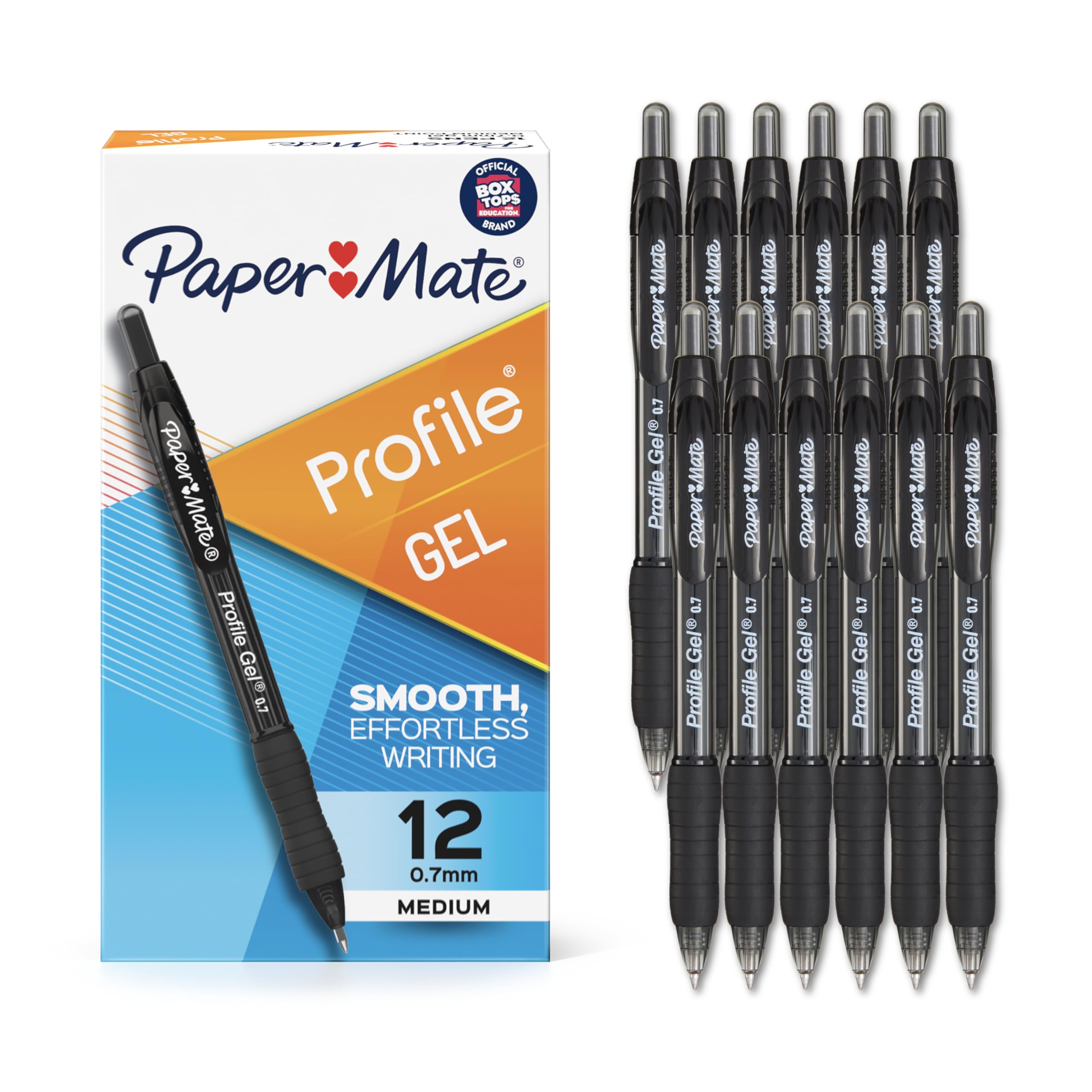 Paper Mate Gel Pen Profile Retractable Pen 0.7mm Blue 12 Count