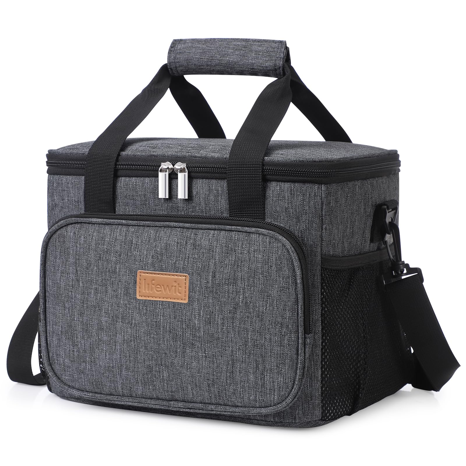 Lifewit Medium Lunch Bag Insulated Lunch Box Soft Cooler Cooling Tote for Adult Men Women, Black 12-Can (9L)