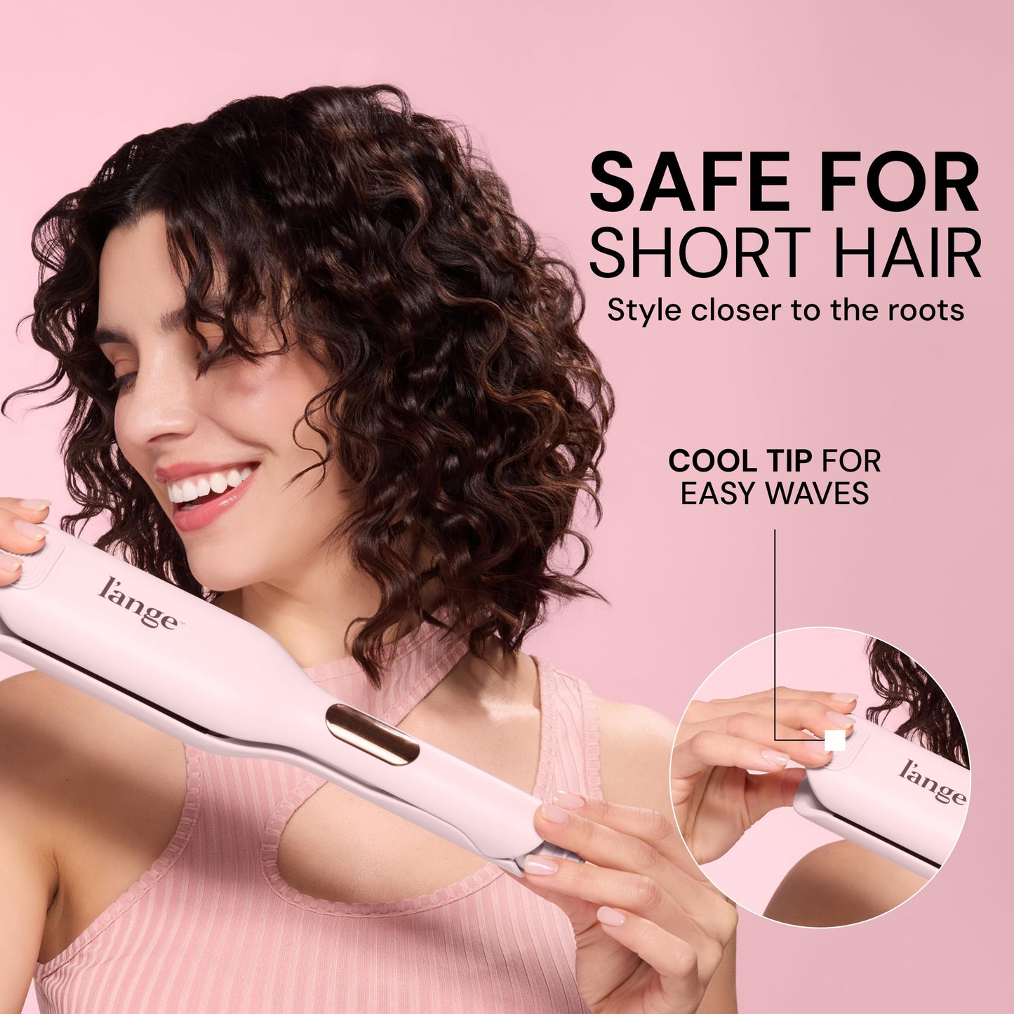 L'ANGE Hair SculptWaver Titanium Deep Wave Crimper | Modern Crimper for Easy, Uniform Waves & Sculpted Texture | Negative Ion Technology for Frizz-Free Shine & Smooth Hair (Blush - Large)