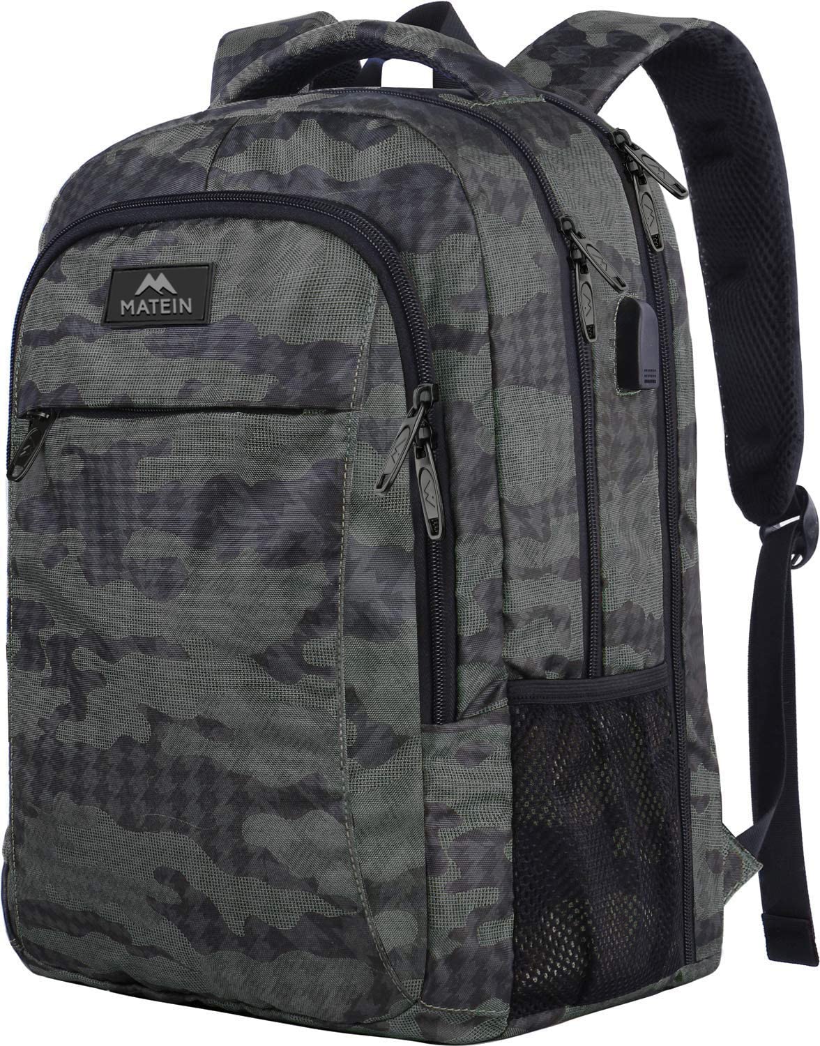MATEIN Travel Laptop Backpack, Business Anti Theft Slim Sturdy Laptops Backpack with USB Charging Port, Water Resistant College School Computer Bag Gift for Men & Women Fits 15.6 Inch Notebook, Grey