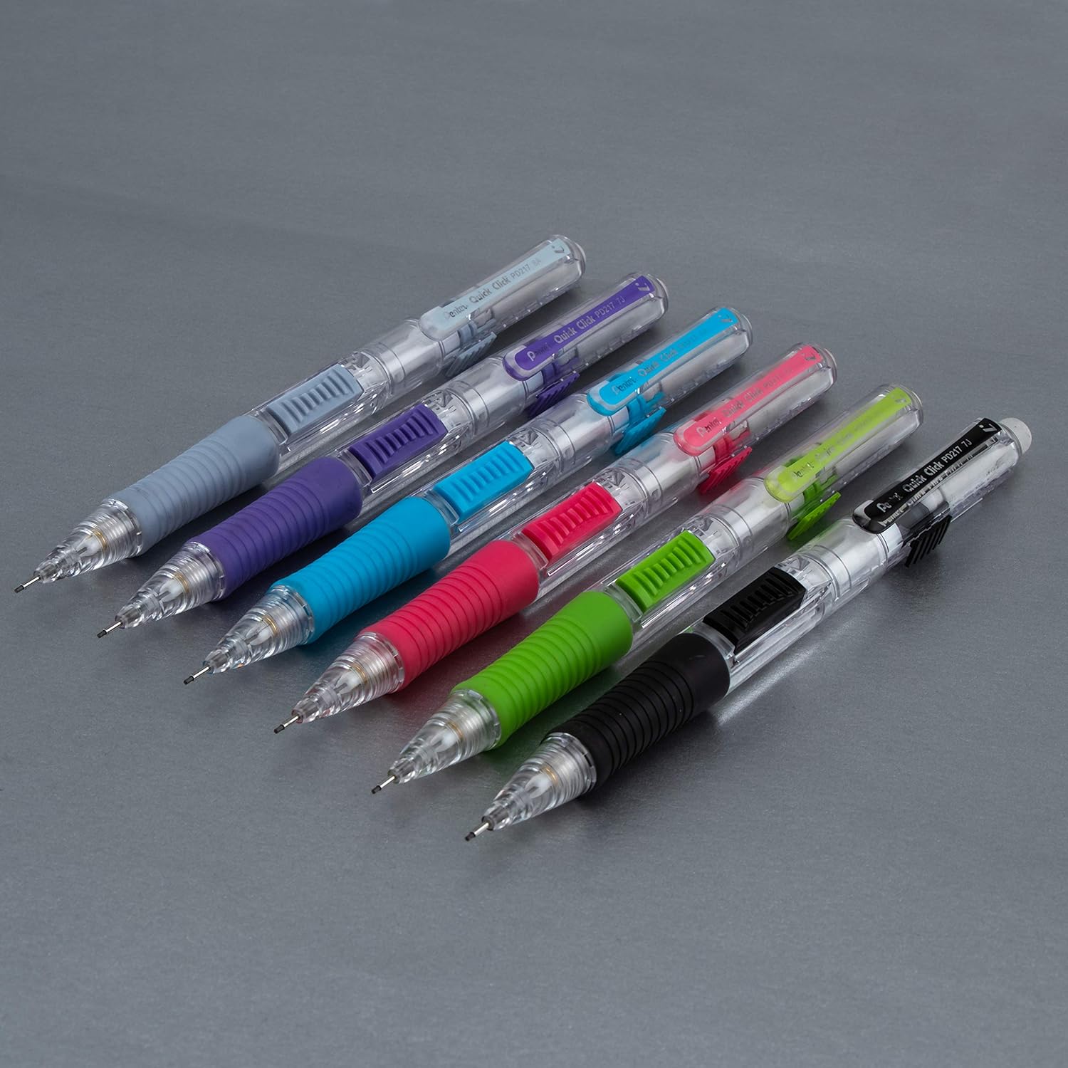 Pentel Quick Click Mechanical Pencil, (0.7mm), Medium, Gray Barrel, Box of 12 Pencils (PD217N)