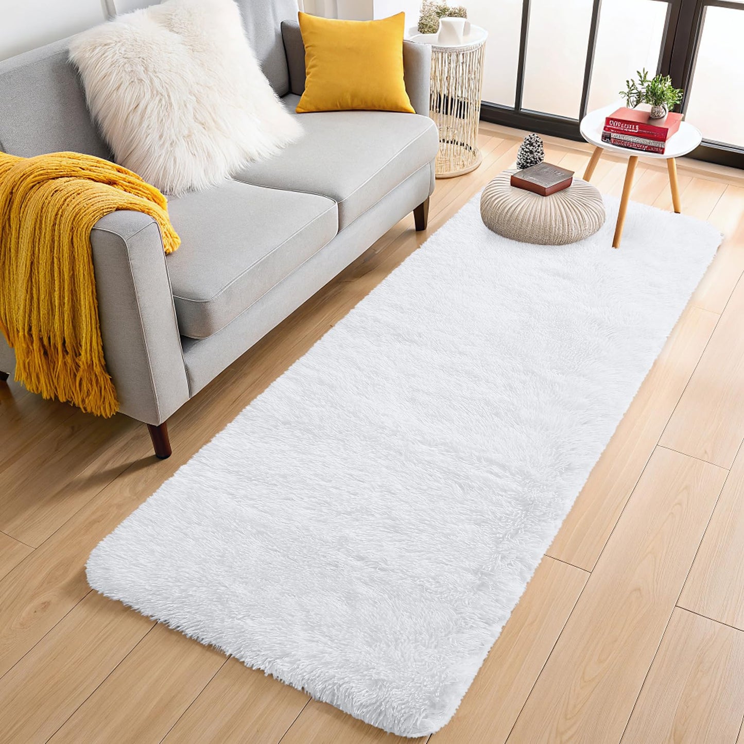 OLANLY Area Rugs for Living Room Bedroom, Machine Washable 4x5.9 ft Soft Fluffy Shaggy Bedside Rug, Indoor Floor Carpet for Kids Girls and Boys, Dorms, Nursery Rooms, Home Decor Aesthetic, Grey