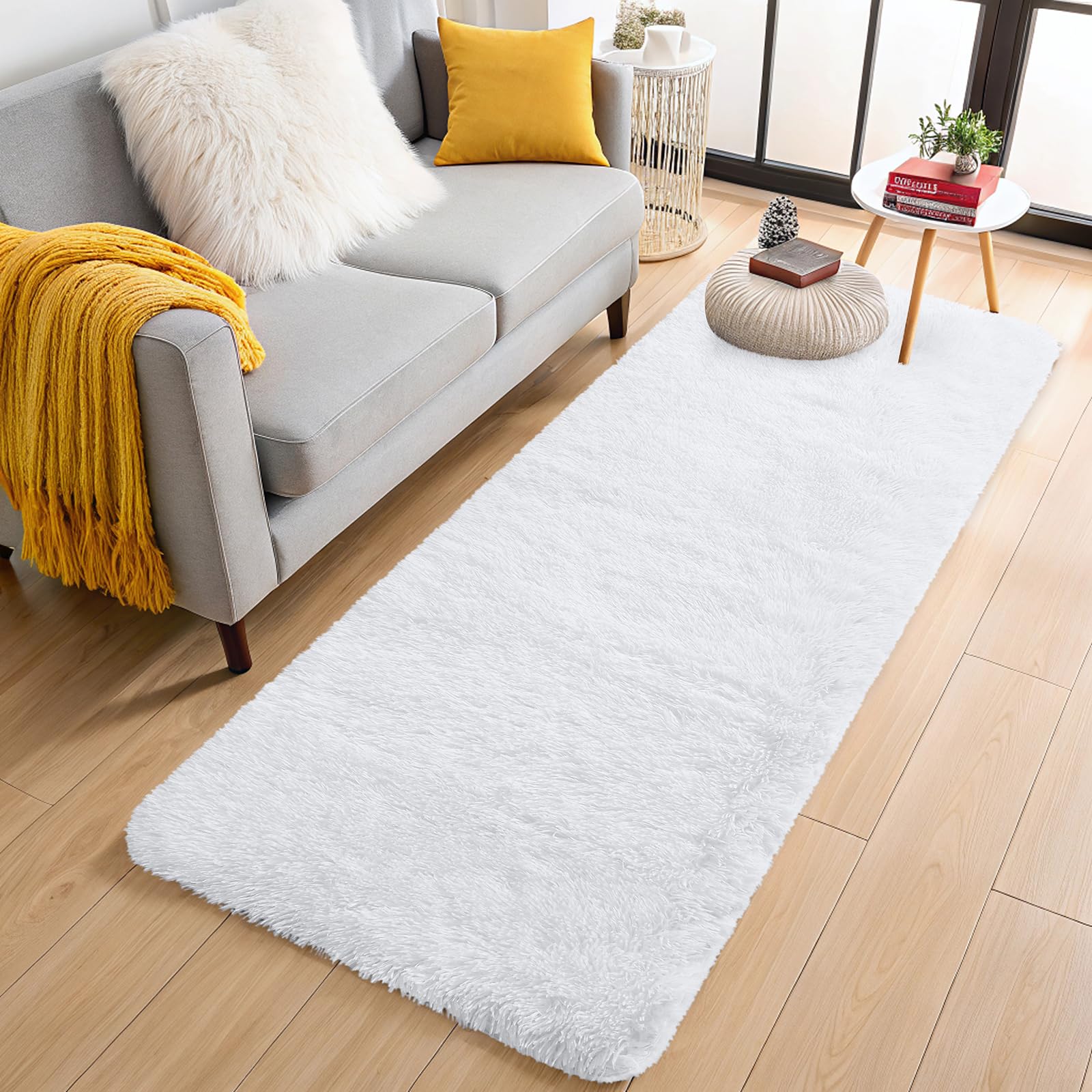 OLANLY Area Rugs for Living Room Bedroom, Machine Washable 4x5.9 ft Soft Fluffy Shaggy Bedside Rug, Indoor Floor Carpet for Kids Girls and Boys, Dorms, Nursery Rooms, Home Decor Aesthetic, Grey