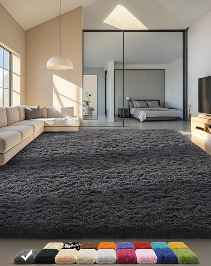 Ophanie Area Rugs for Bedroom Living Room, Grey Fluffy Fuzzy Shag Shaggy Soft Plush Carpet, 4x6 Indoor Floor Gray Rug for Kids Home Dorm Decor Aesthetic