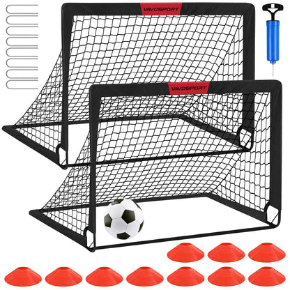 Kids Soccer Goals for Backyard Set - 2 of 4' x 3' Portable Soccer Goal Training Equipment, Pop Up Toddler Soccer Net with Soccer Ball, Soccer Set for Kids and Youth Games, Sports