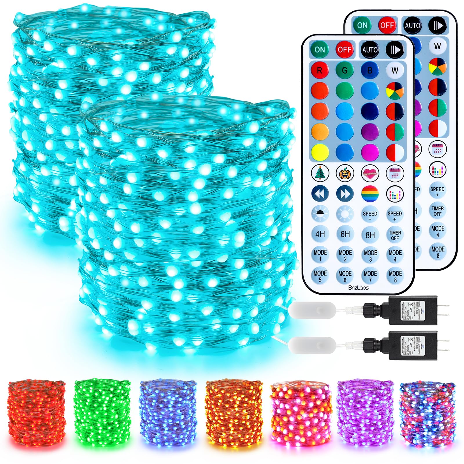 BrizLabs Smart Christmas Fairy Lights, 98ft 300 LED WiFi Christmas Fairy Lights Work with Alexa & Google Home, Rainbow Xmas Light Dimmable Xmas Decorative Lighting Music Sync for Home Holiday Party