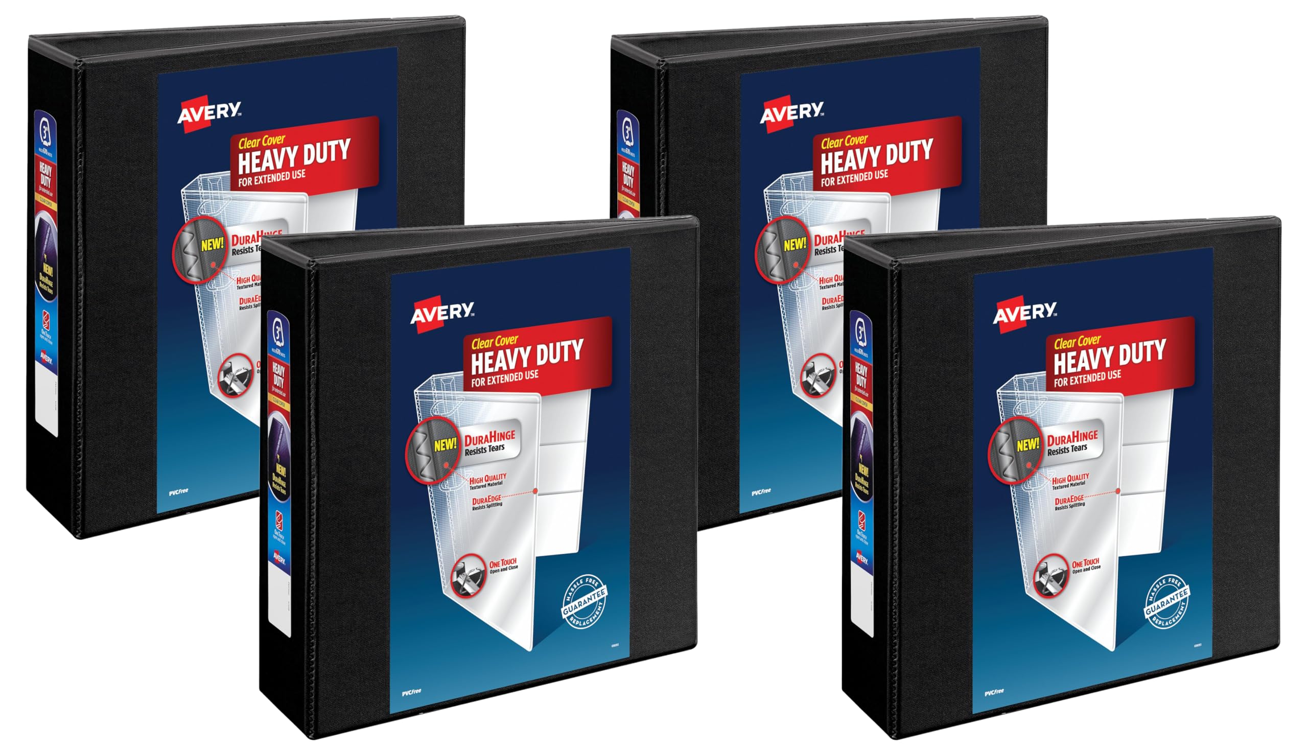 Avery Heavy-Duty 3 Inch Binders 3 Ring, View Binder, 1.5 Inch EZD Ring, Black, Sturdy (79693)