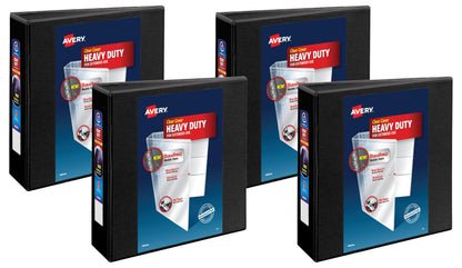 Avery Heavy-Duty 3 Inch Binders 3 Ring, View Binder, 1.5 Inch EZD Ring, Black, Sturdy (79693)