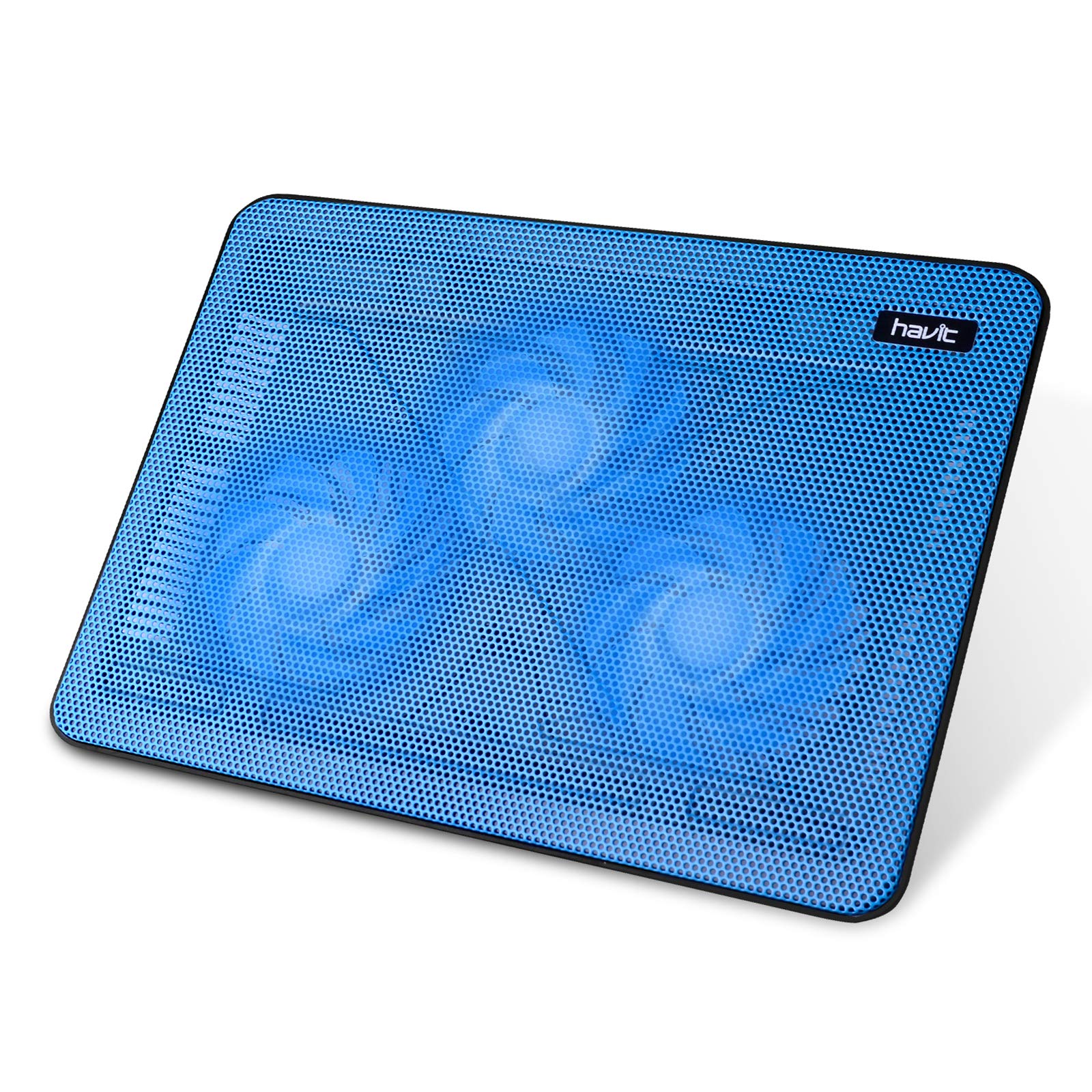havit HV-F2056 15.6"-17" Laptop Cooler Cooling Pad - Slim Portable USB Powered (3 Fans), Black/Blue