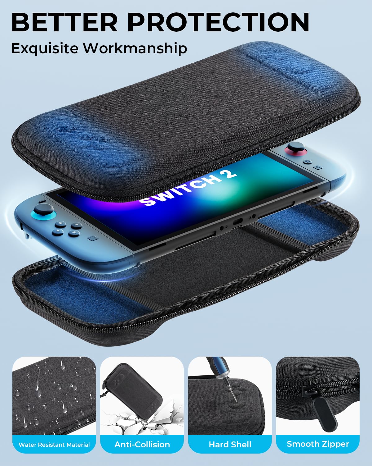 Switch 2 Pro Controllers Accessories Bundle for Nintendo 17-in-1: Carrying Case, Screen Protector, Thumb Grip for Joycon, Dockable Console Protective Cover Shell, Steering Wheel, 2025 Switch2 Game Kit