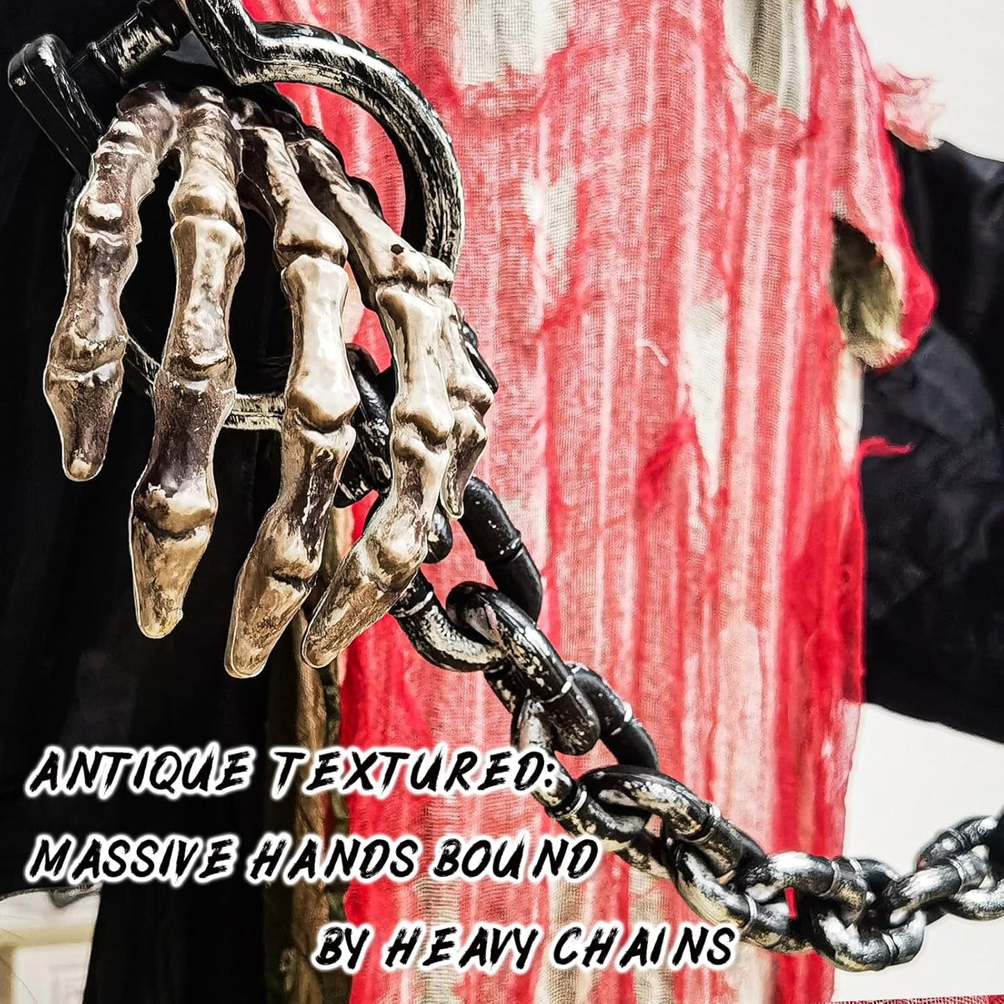 Halloween Decorations Outdoor, 6 Ft Large Animated Grim Reaper with Big Chain,Sound & Touch Activated with Creepy Sound - Scary Props House Decor for Garden Yard Lawn Indoor Decoration Animatronics