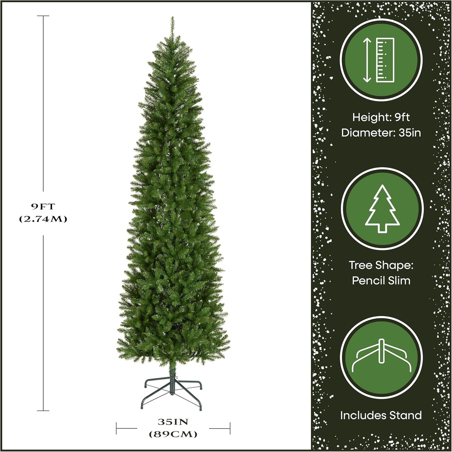 National Tree Company 9 ft Unlit Kingswood Fir Slim Artificial Christmas Tree, 1,443 Tips, Includes Stand, Green