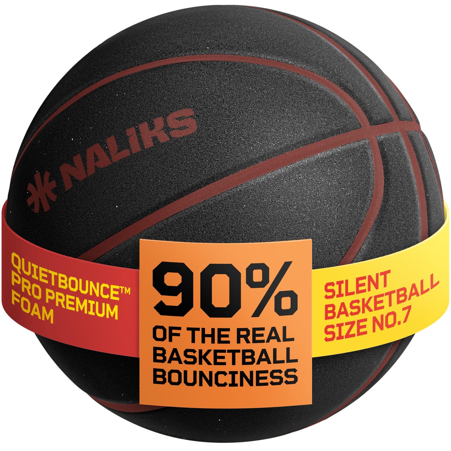 Silent Basketball Size 7, 29.5” – Airless Indoor Basketball | Gift Box Included, Pro PU Foam Basket Ball, for Quiet Dribbling Indoor, Real Grooves, 90% Bounciness, 12.7 Oz