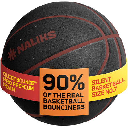 Silent Basketball Size 7, 29.5” – Airless Indoor Basketball | Gift Box Included, Pro PU Foam Basket Ball, for Quiet Dribbling Indoor, Real Grooves, 90% Bounciness, 12.7 Oz