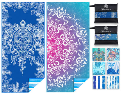 Microfiber Lightweight Beach Towel Sand Free Quick Dry Absorbent Thin Compact Towels for Swimming Pool Camping Beach Accessories Large Easy Pack Travel Things for Vacation Essentials Gift Adult