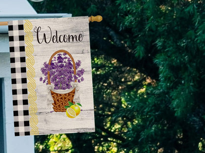 28x40 Inch Double Sided Spring Garden Flag - Seasonal Large Outdoor Yard Flags of Burlap - Welcome Spring Holiday Flags for Outdoors - Outside Decorative Banners for Yard - Welcome Flower Flag