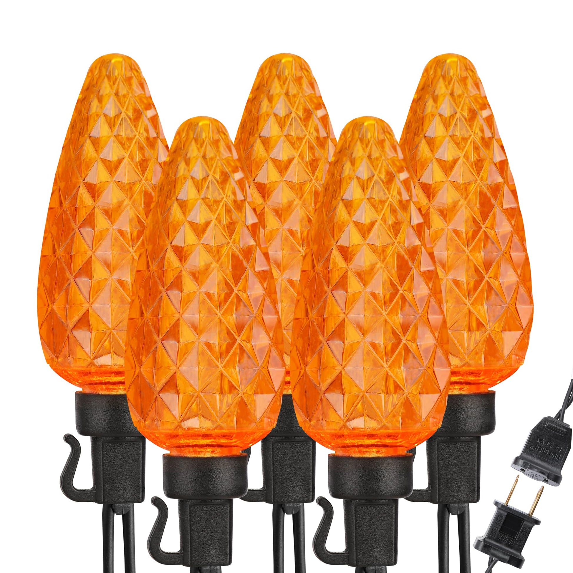 Brizled C9 Christmas Lights Cool White 16FT 25 LED 120V UL Certified Faceted Outdoor Christmas String Lights Connectable Xmas Tree Light for Tree, Holiday, House, Roof Decor