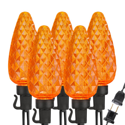 Brizled C9 Christmas Lights Cool White 16FT 25 LED 120V UL Certified Faceted Outdoor Christmas String Lights Connectable Xmas Tree Light for Tree, Holiday, House, Roof Decor