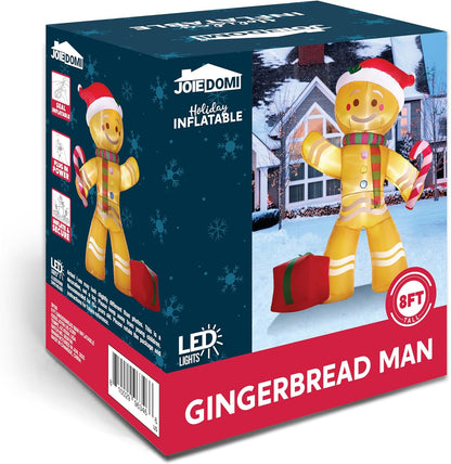 Joiedomi 8 FT Christmas Inflatables Gingerbread Man with Candy Cane, Christmas Blow Ups Gingerbread Inflatable Yard Decoration with Build-in LEDs for Xmas, Party, Outdoor, Yard, Garden, Lawn Décor