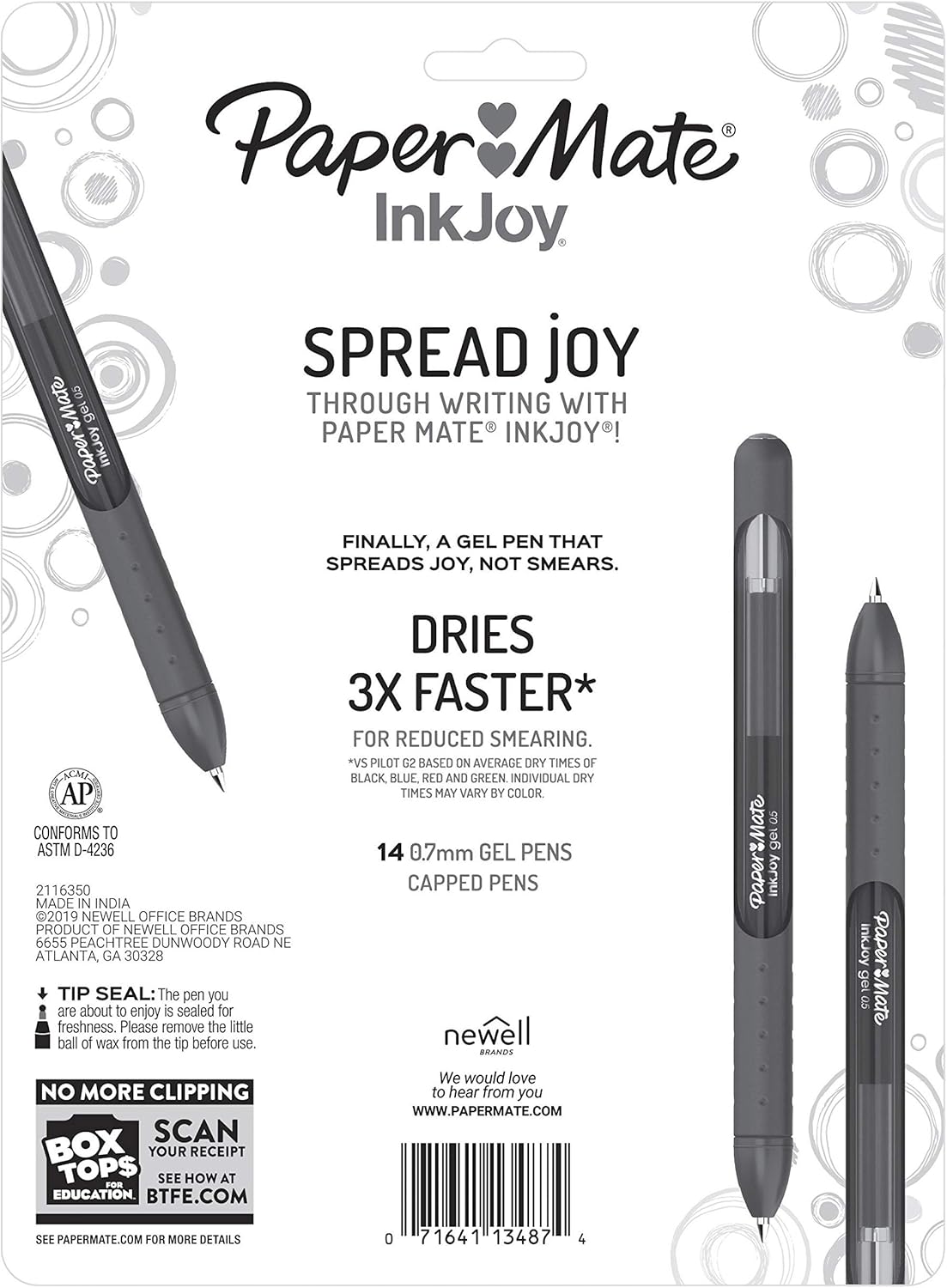Paper Mate Inkjoy Gel Pen, Stick, Medium 0.7 Mm, Assorted Ink and Barrel Colors, 14/Pack