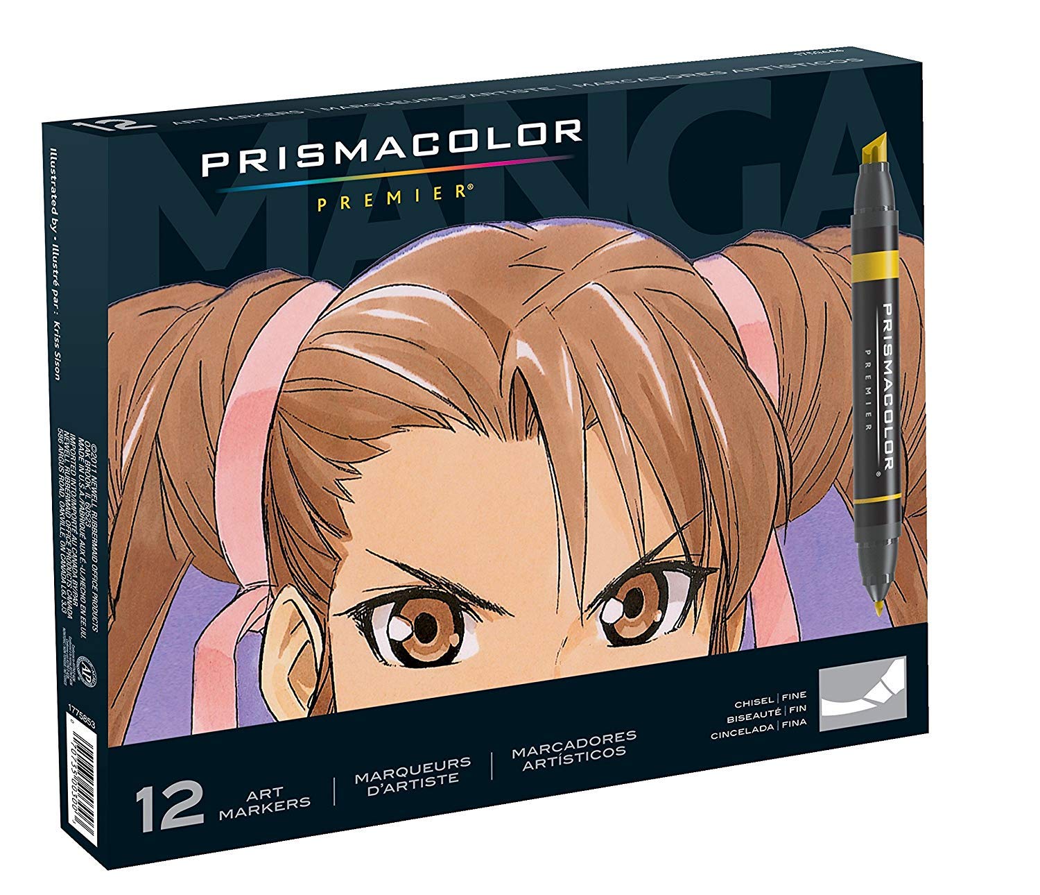 Prismacolor Premier Dual-Ended Art Markers Chisel Tip and Fine Tip Hyper Bright Colors Adult Coloring 12 Count