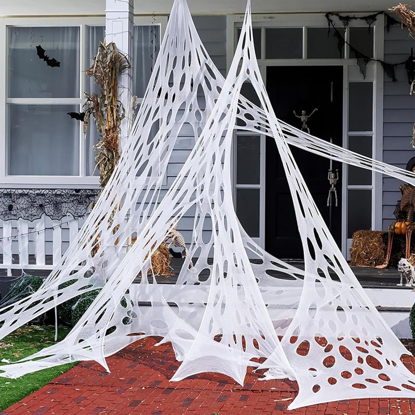 Beef Netting Halloween Spider Webs Decorations,500sqft Stretchy Beef Netting for Halloween Decor, Spooky Spider Web for Haunted House,Decorations Spider Webs Outdoor