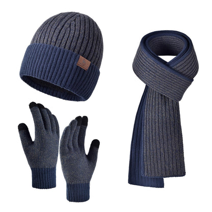 Men Women Winter Beanie Hats Scarf with Touchscreen Gloves Warm Knit Themal Gloves Long Scarf Set with Fleece Lined