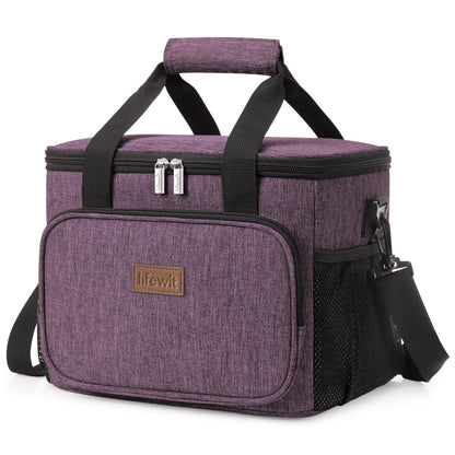 Lifewit Medium Lunch Bag Insulated Lunch Box Soft Cooler Cooling Tote for Adult Men Women, Black 12-Can (9L)