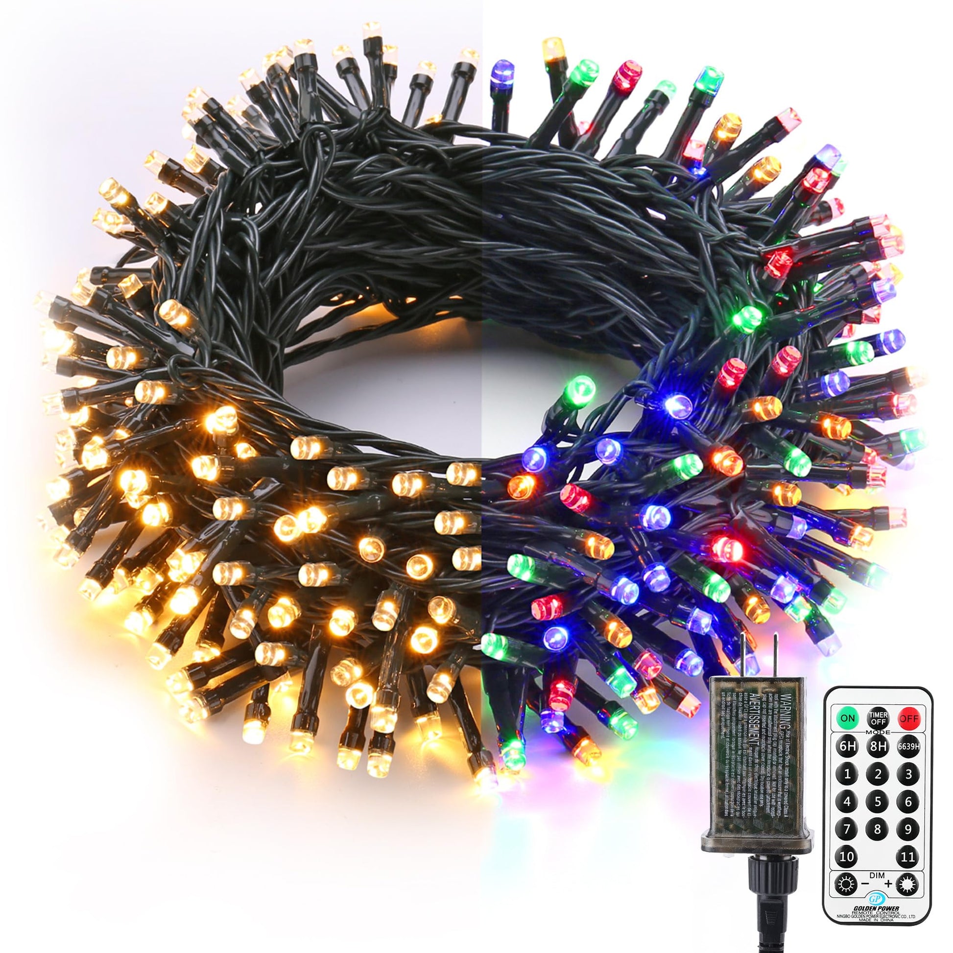 Brizled Christmas Lights, 344.16ft 1000 LED Color Changing Christmas String Lights with Remote, 11 Modes Xmas Tree Light Warm White & Multicolor Xmas Light Green Wire for Home Wedding Party