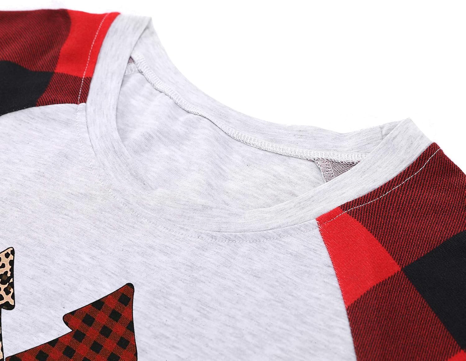 Plus Size Christmas T Shirt Women Xmas Leopard Plaid Trees Print Tees Casual Long Sleeve Holiday Shirts Top