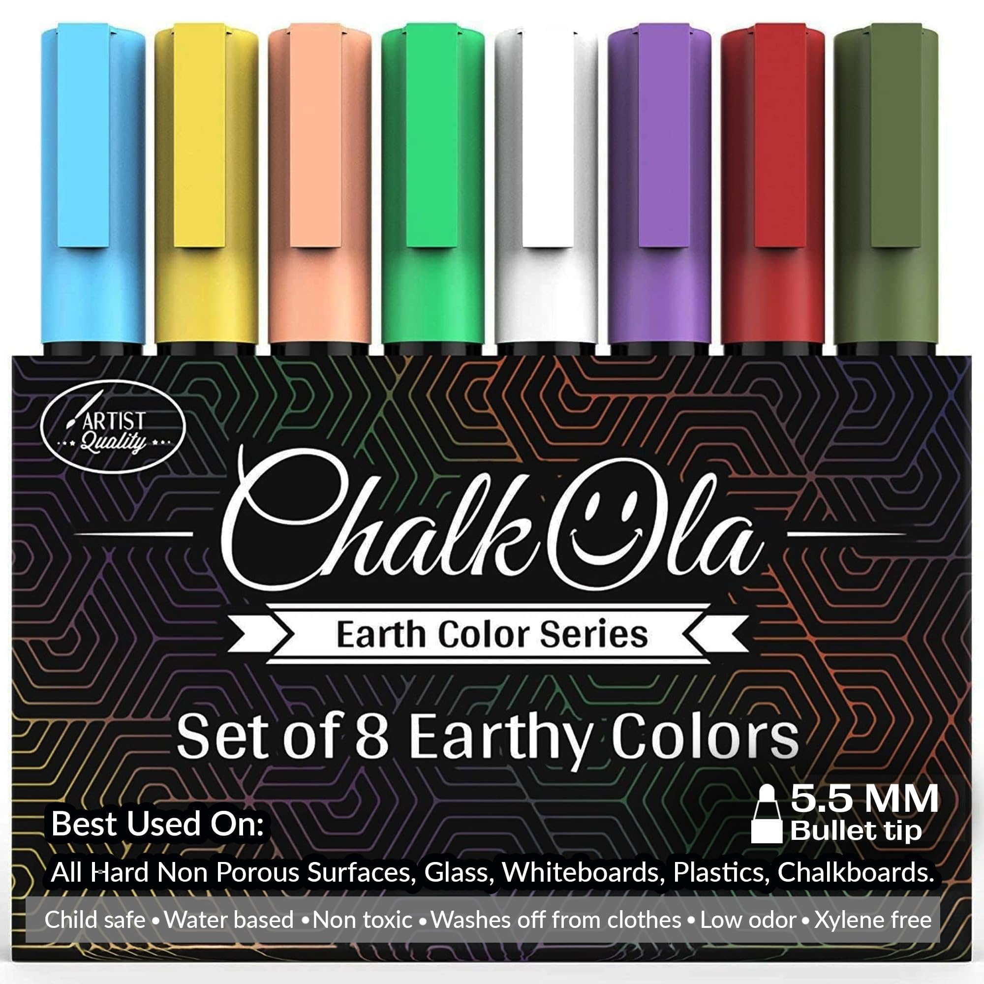 Chalk Markers Fine Tip (10 Pack, 1mm Extra Fine Point) - Neon Liquid Chalk Pens for Blackboards, Chalkboard, Bistro, Car Windows, Dry Erase Boards, Glass - Thin, Wet Erase, Erasable Chalkboard Markers