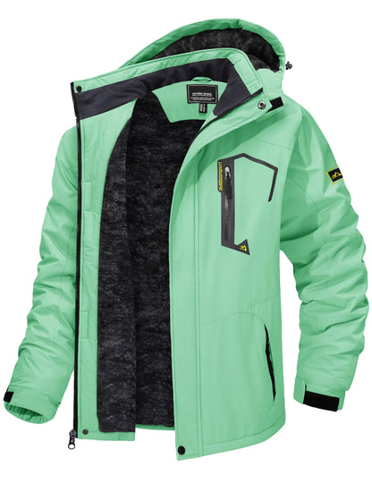 TACVASEN Men's Winter Skiing Jackets Water Resistant Fleece Coats Insulated Thermal Snowboard Jacket Parka Raincoat with Hood