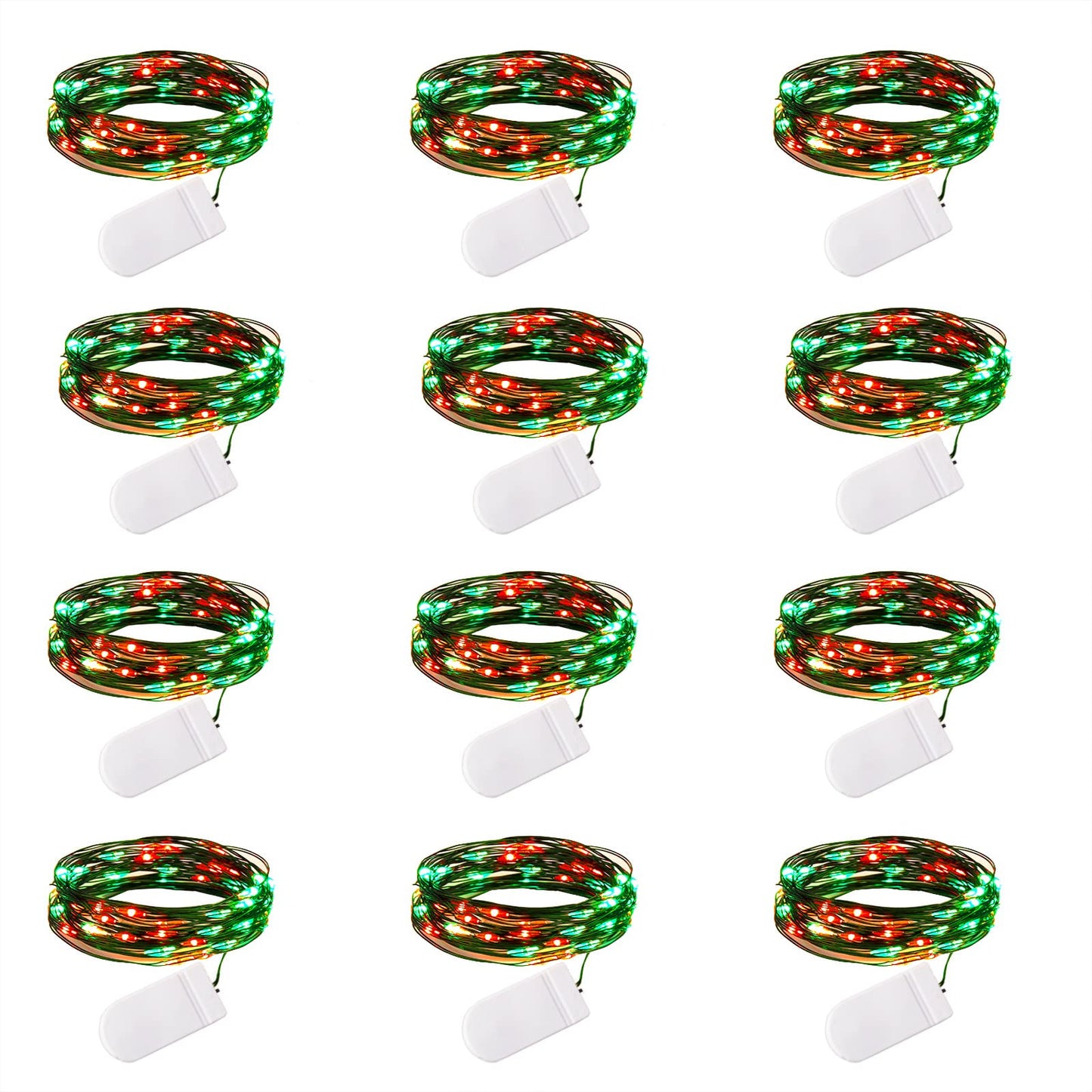 Brightown 12 Pack LED Fairy Lights Battery Operated String Lights - 7ft 20LED Waterproof Silver Wire Firefly Starry Moon Lights for DIY Crafts Wedding Table Centerpieces Party Bedroom Christmas