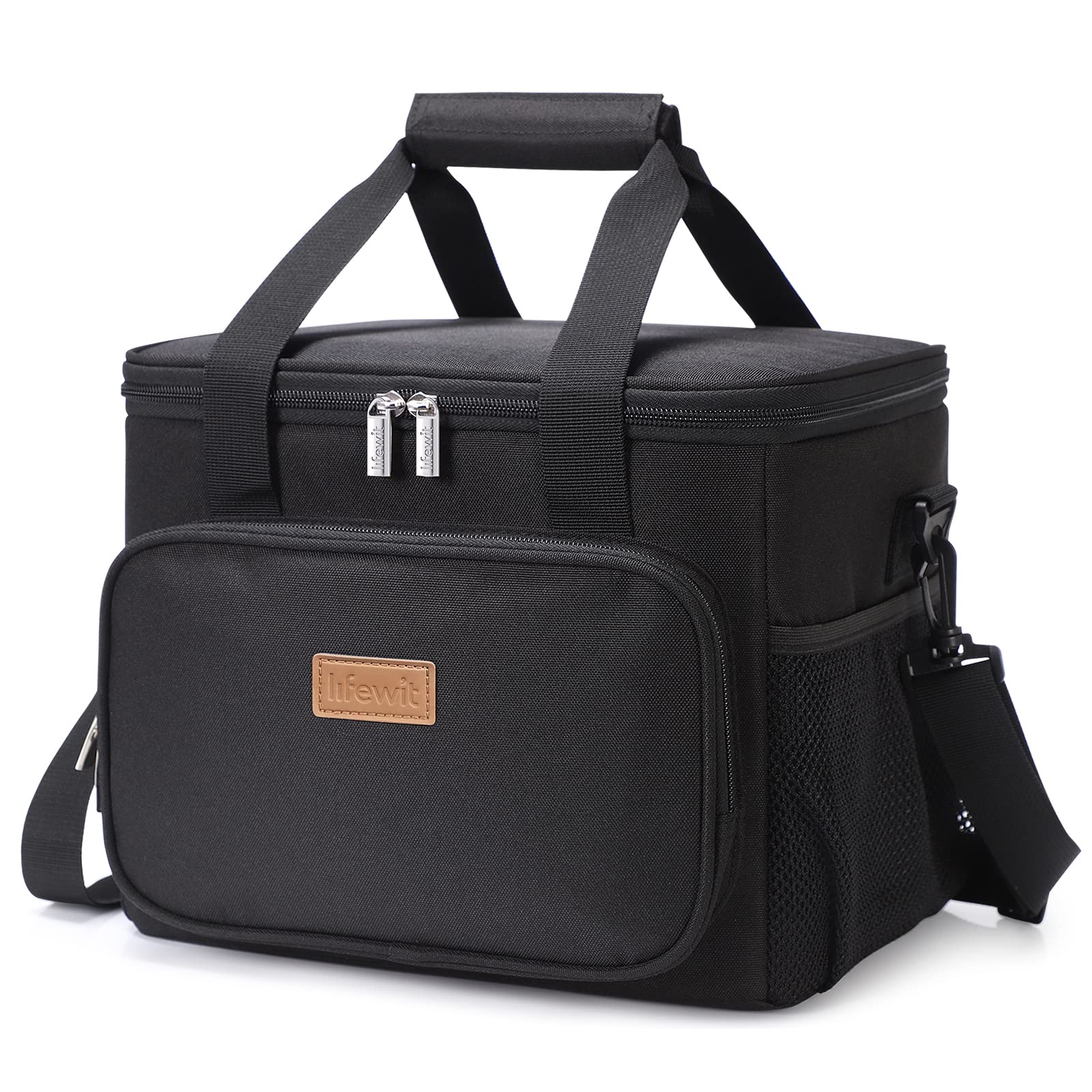 Lifewit Medium Lunch Bag Insulated Lunch Box Soft Cooler Cooling Tote for Adult Men Women, Black 12-Can (9L)