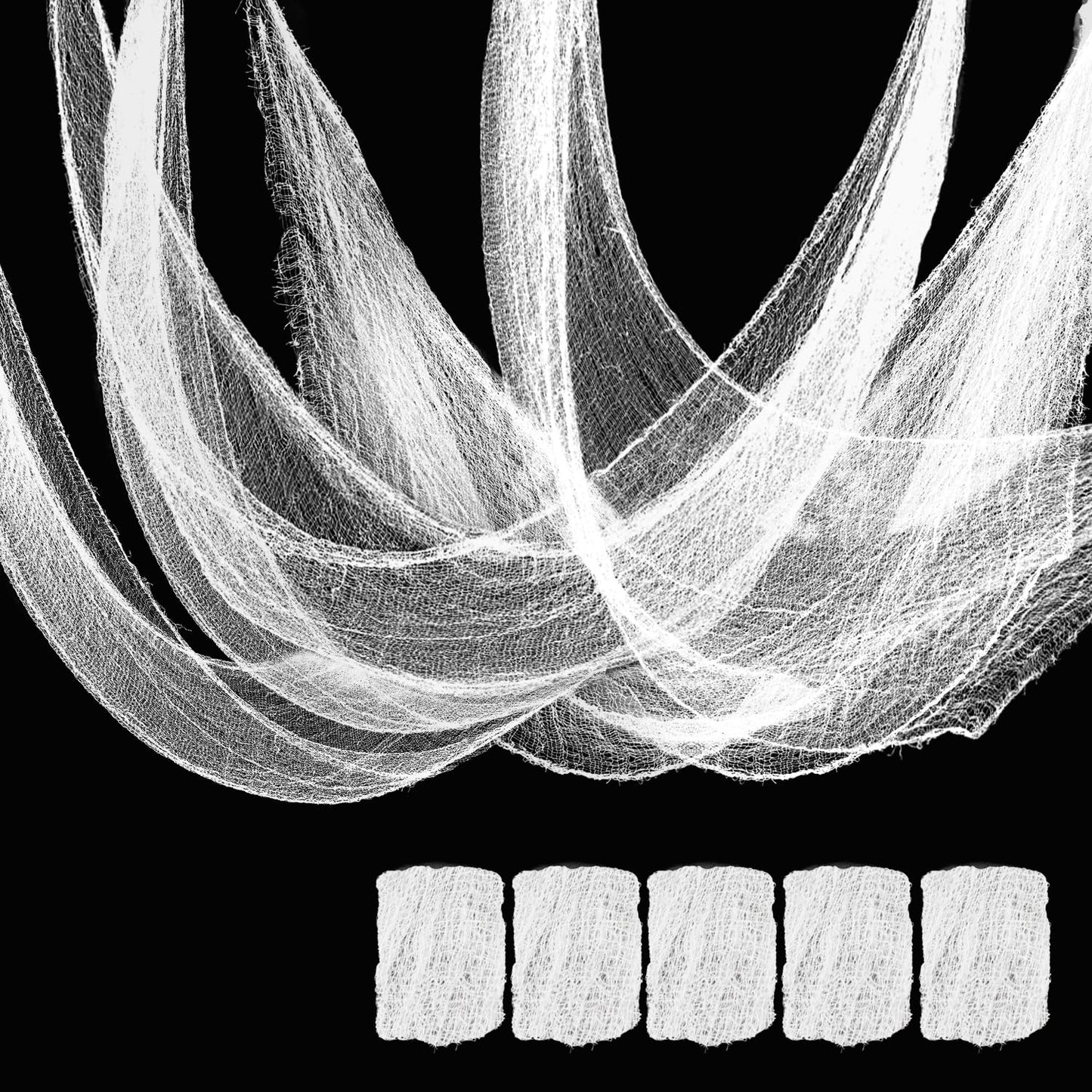 Set of 5 Halloween Creepy Gauze Cloth Decoration, Indoor Outdoor Black Scary Halloween Gauze Tapestry Decor, Spooky Decorations for Home Wall Yard Haunted House Party Supplies, 72 x 30 inch