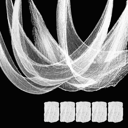 Set of 5 Halloween Creepy Gauze Cloth Decoration, Indoor Outdoor Black Scary Halloween Gauze Tapestry Decor, Spooky Decorations for Home Wall Yard Haunted House Party Supplies, 72 x 30 inch