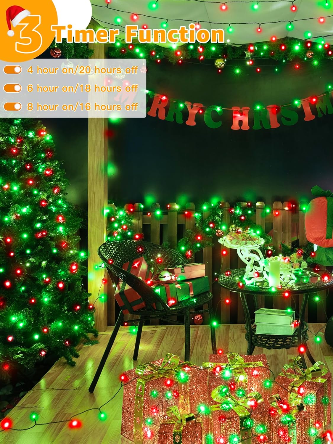 500 LED 164 FT Christmas Lights, Waterproof Outdoor String Lights with Remote and Timer, Christmas Tree Lights with 8 Modes Dimmable, Fairy Lights for Holiday Decor (Red and Green)