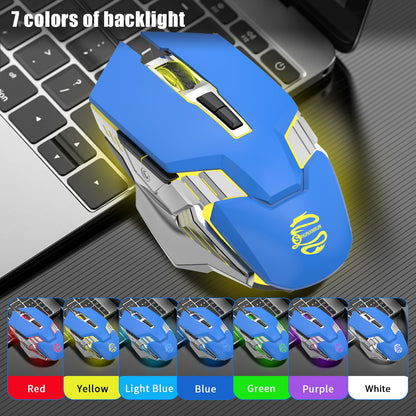 Bluetooth Gaming Mouse, RGB Rechargeable USB Wireless Mouse, Quiet Click, LED Backlit, Ergonomic, with Side Button, 6 Button, DPI Adjustable, Computer Mice for Laptop PC MacBook Chromebook - Grey