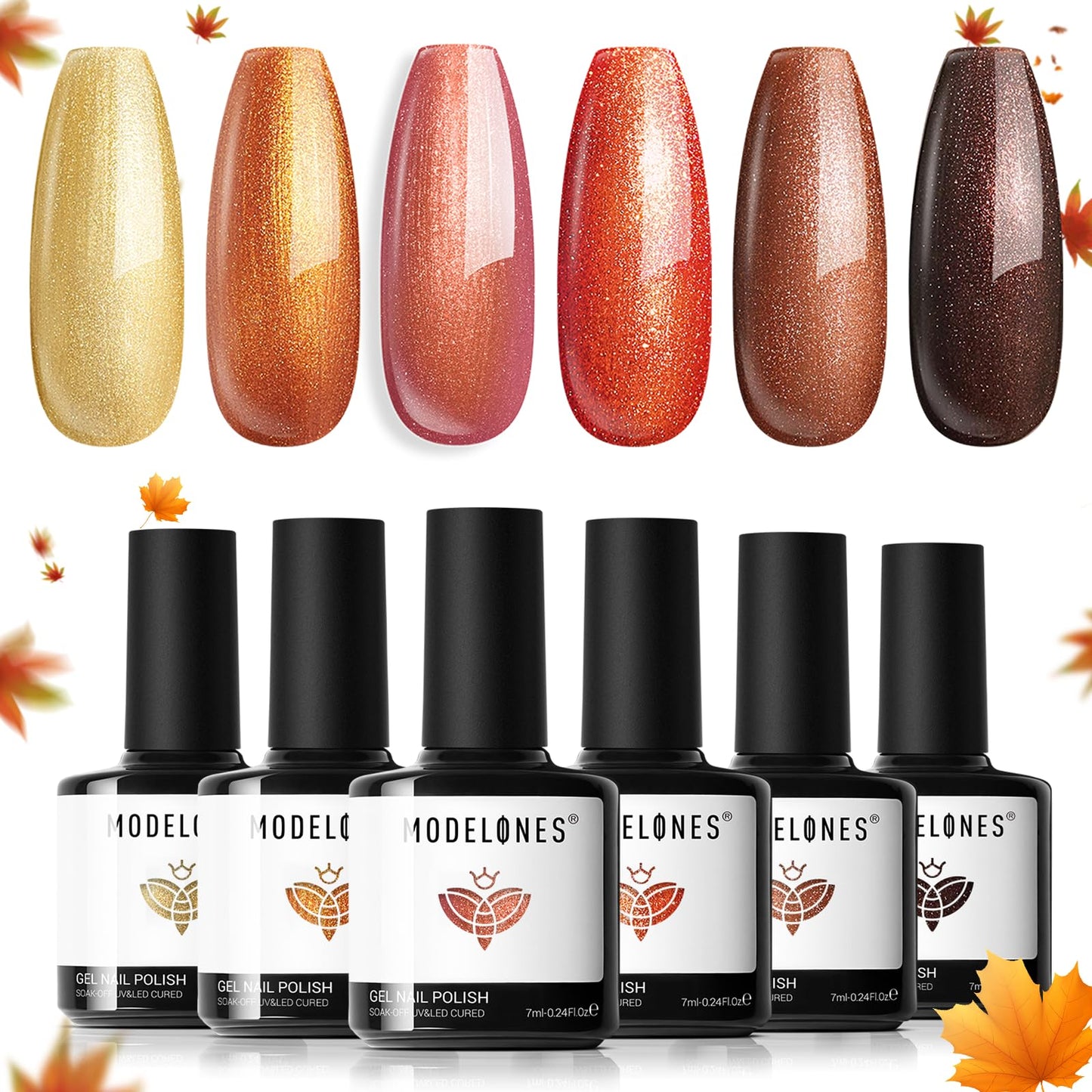 modelones Christmas Gel Nail Polish Set, 6 Colors Cat Eye Red Green Glitter Gold Silver Winter Gel Polish Kit with Magnet Nail Stickers Soak Off Led Nail Art Manicure Salon DIY New Year Holiday Gifts